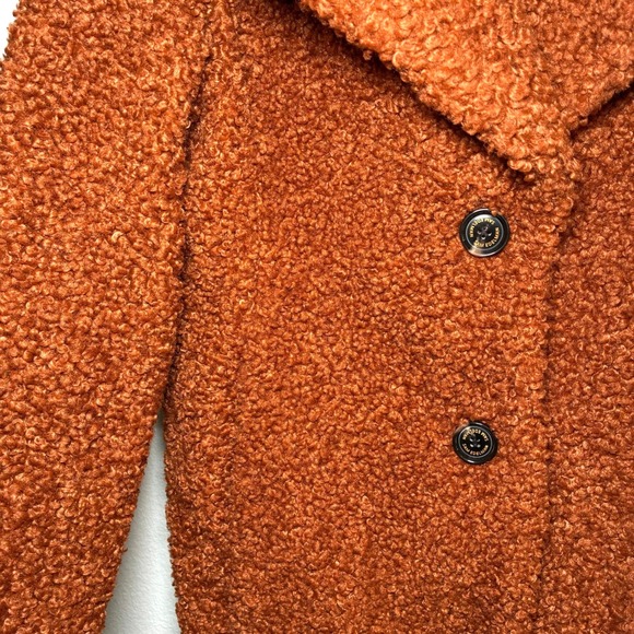 Sam Edelman Anthropologie Teddy Bear Coat Burnt Orange Cozy Sherpa Womens Large - Picture 2 of 9